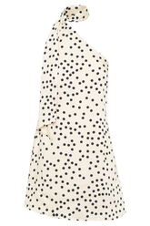 Joan Satin Asymmetrical Mini Dress - Polkadot